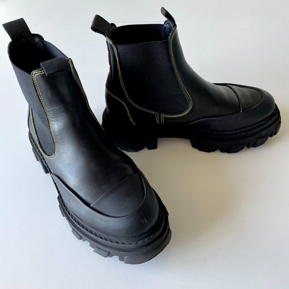 Ganni - Chelsea Boot - Black w/Yellow stitching - Picture 2 of 7